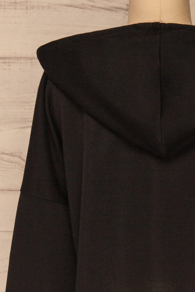Nimegen Black Cropped Hooded Sweater | La petite garçonne back close-up
