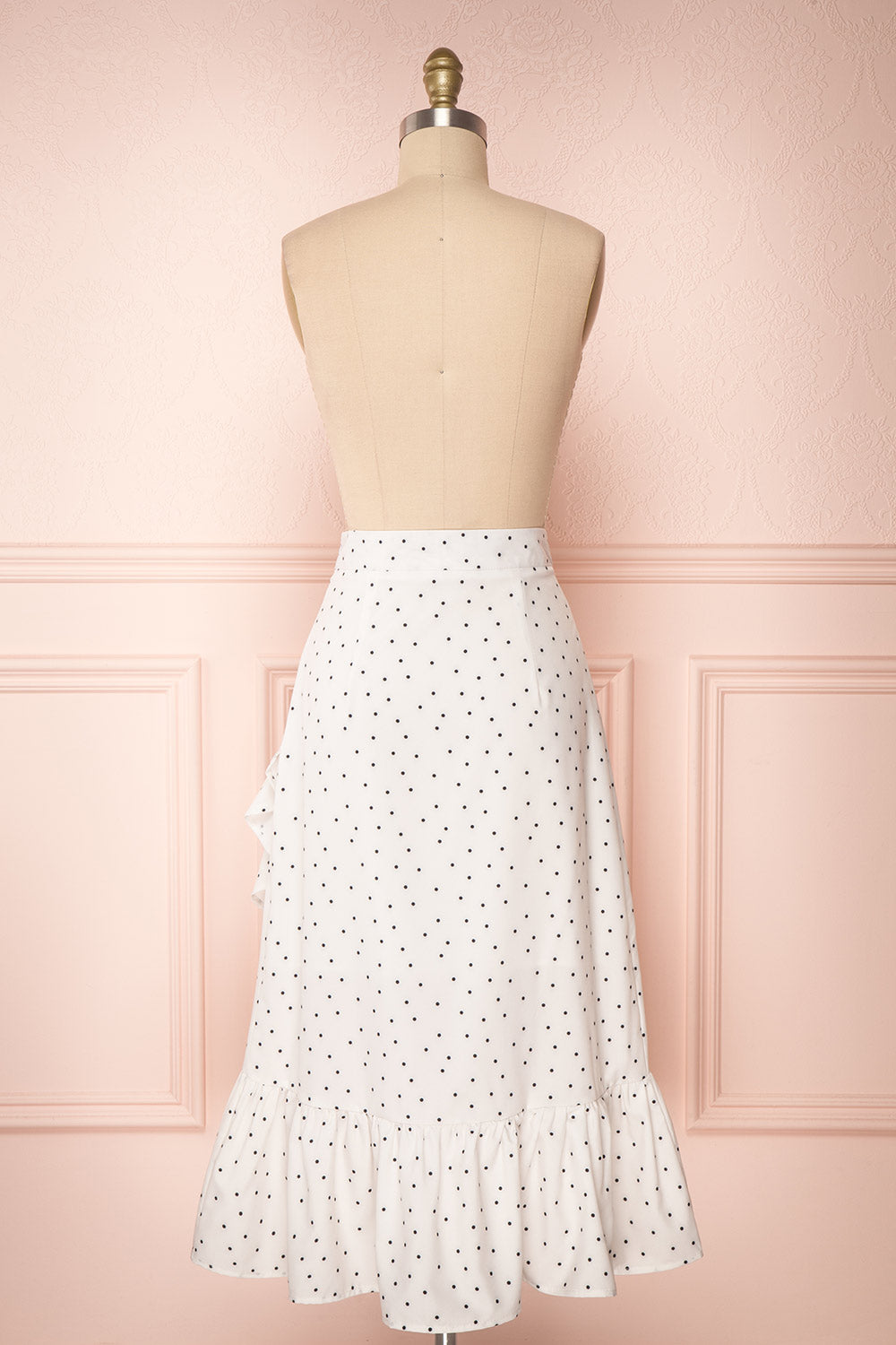 Nimfea White Polka Dot Ruffled Skirt | Jupe Midi | Boutique 1861 back view