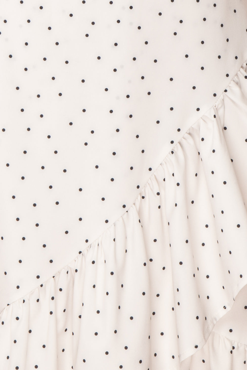 Nimfea White Polka Dot Ruffled Skirt | Jupe Midi | Boutique 1861 fabric fabric close up