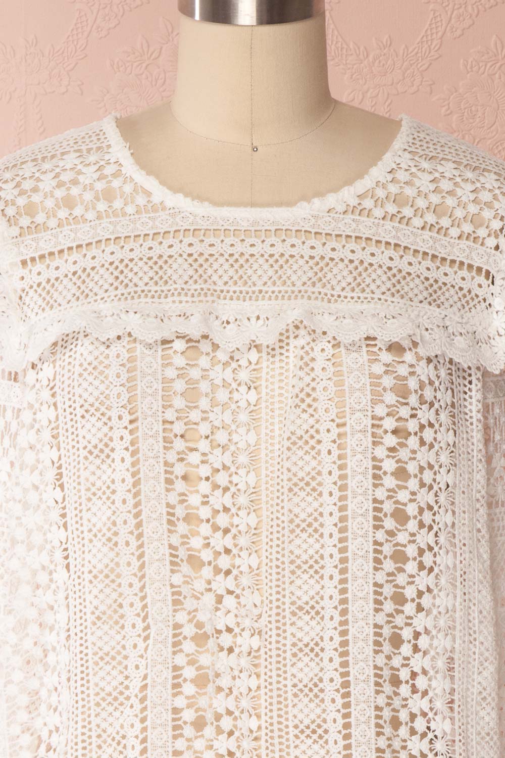 Nina-Lou White Crocheted Lace Long Sleeves Top | Boutique 1861 2