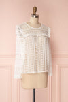 Nina-Lou White Crocheted Lace Long Sleeves Top | Boutique 1861 3