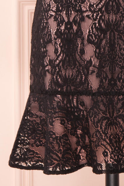 Nirvelli Black Lace Dress | Robe Cocktail skirt close up | Boutique 1861