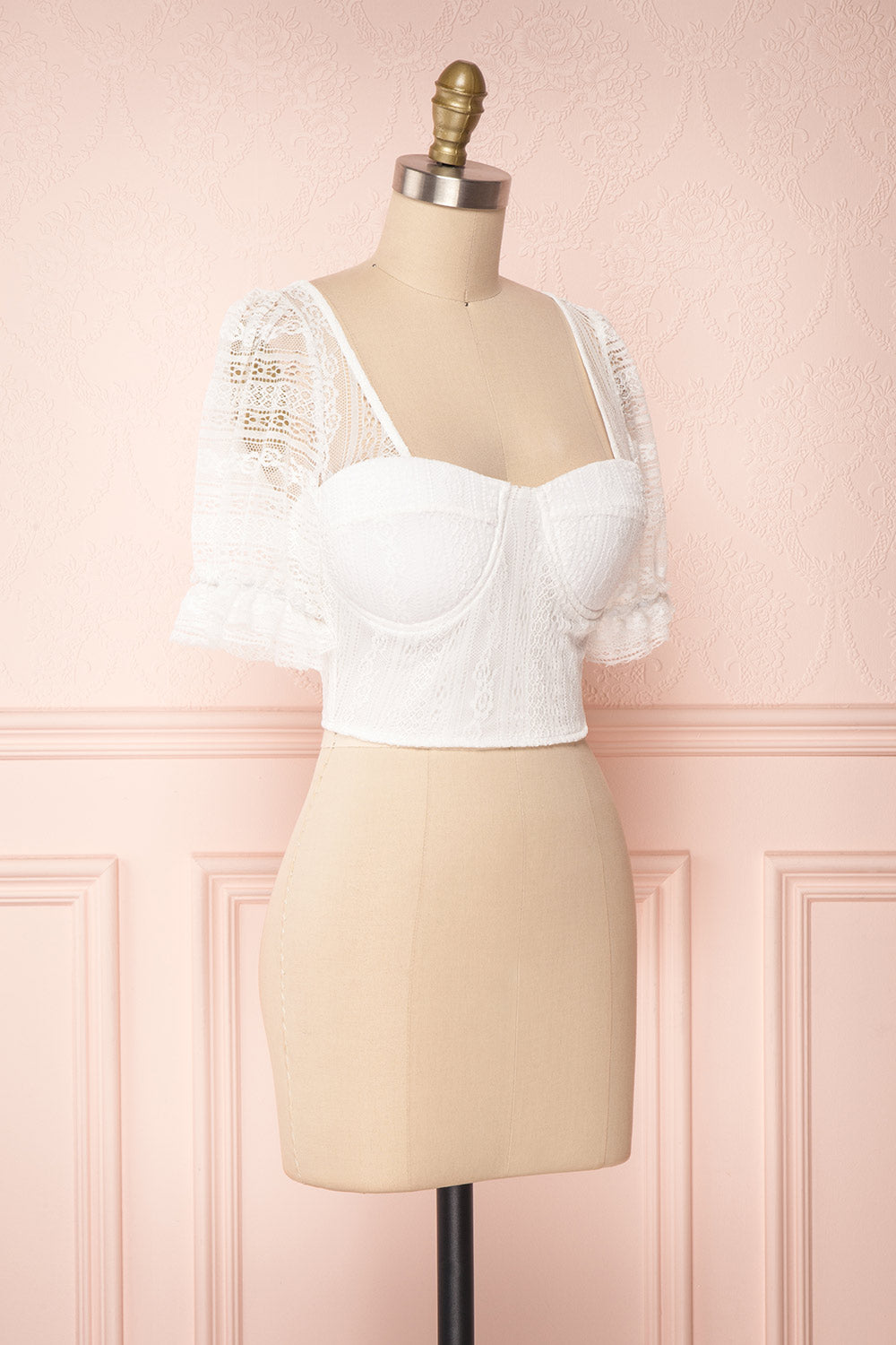 Nishio Bianca White Lace Crop Top | Boutique 1861 3