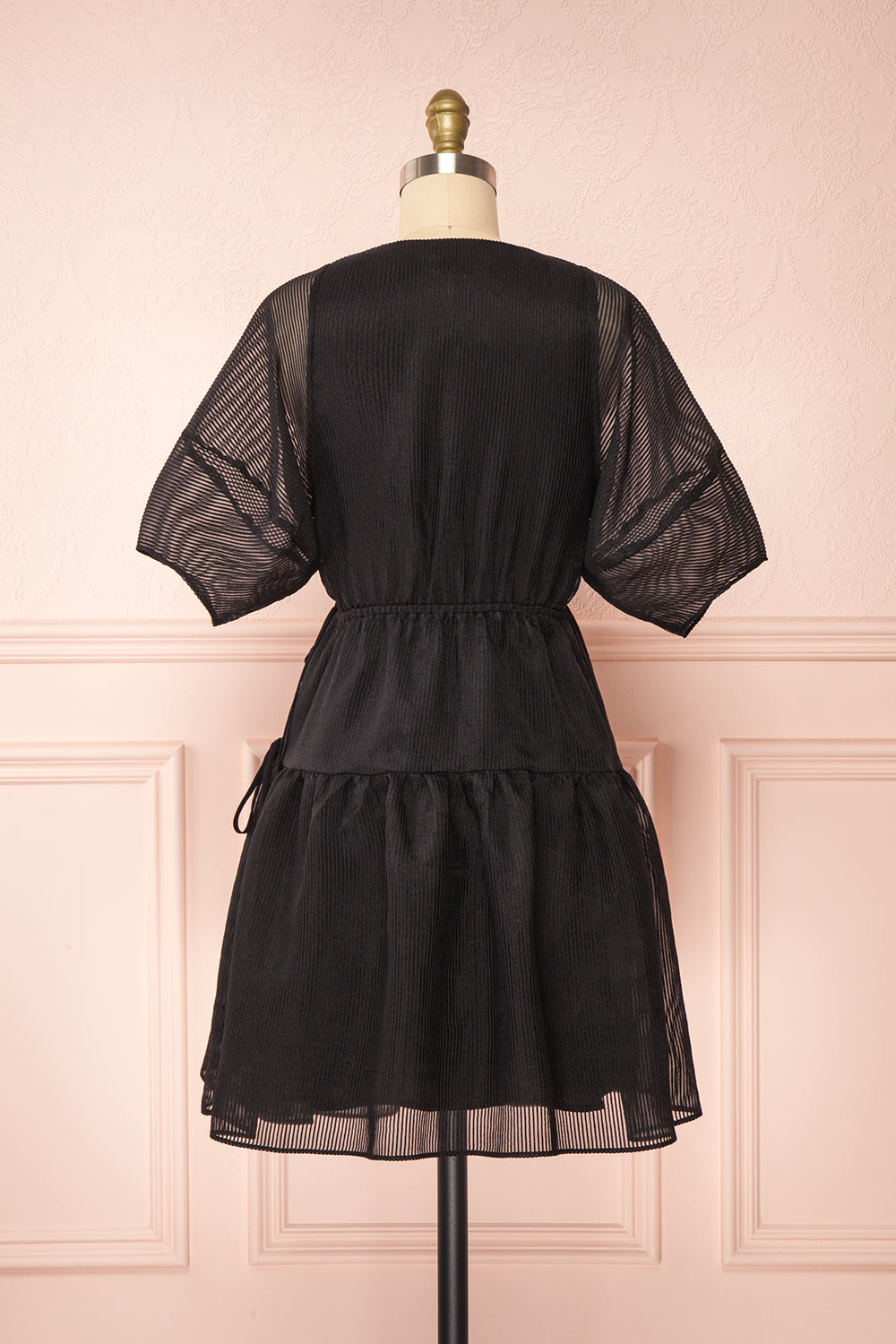 Nohemy Black Puffy Sleeve Wrap Dress | Boutique 1861 back view 