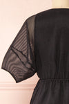Nohemy Black Puffy Sleeve Wrap Dress | Boutique 1861 back close-up