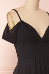 Norhai Noire Black Chiffon & Lace Off-Shoulder Gown | Boudoir 1861 side close-up