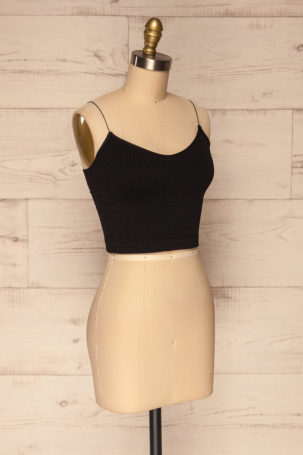 Norwich Black Embossed Crop Top | La petite garçonne side view 