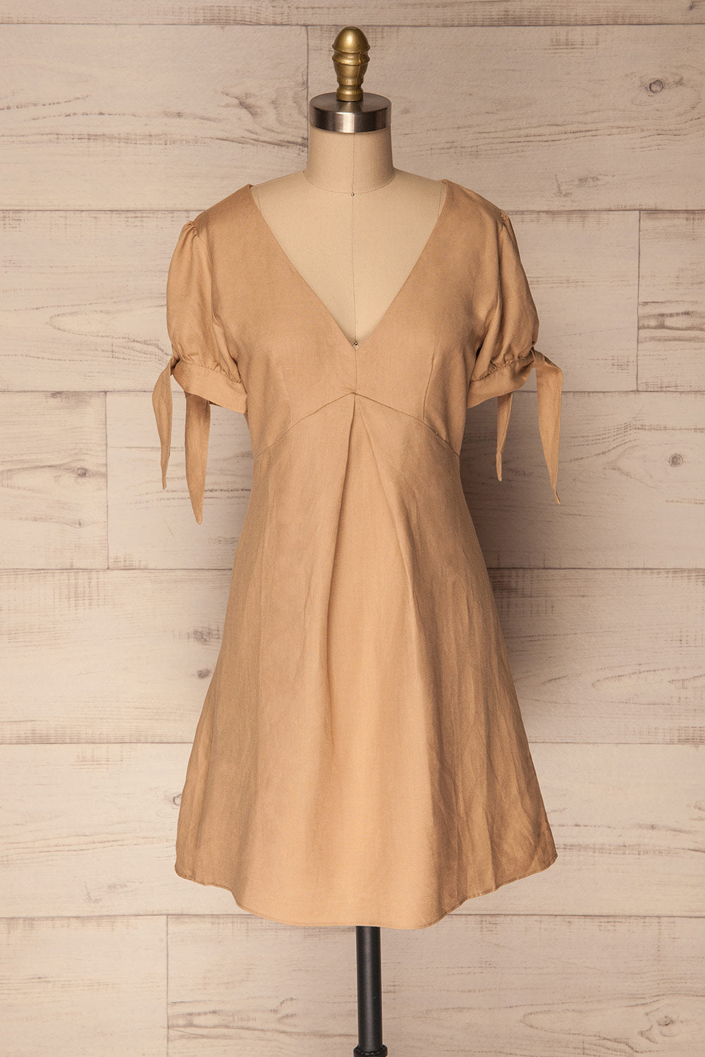 Novegrate Beige Puff Sleeved Summer Dress | La Petite Garçonne