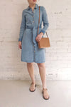 Noviligure Light Blue Denim Shirt Dress | La Petite Garçonne model look