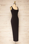 Nowe Black Fitted Midi Dress w/ Slit | La petite garçonne side view