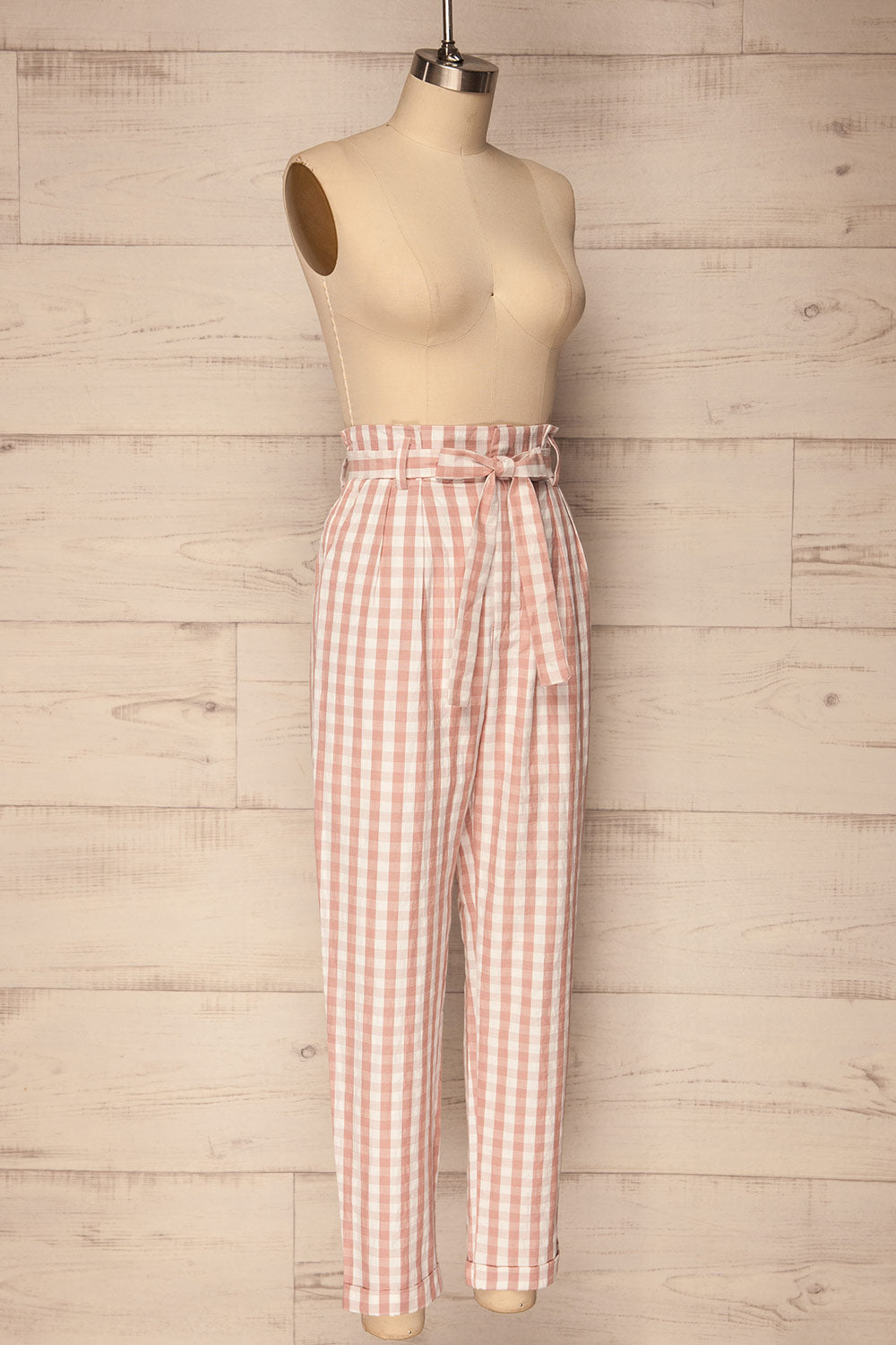 Nucice Blush & White Gingham High-Waisted Pants | La Petite Garçonne