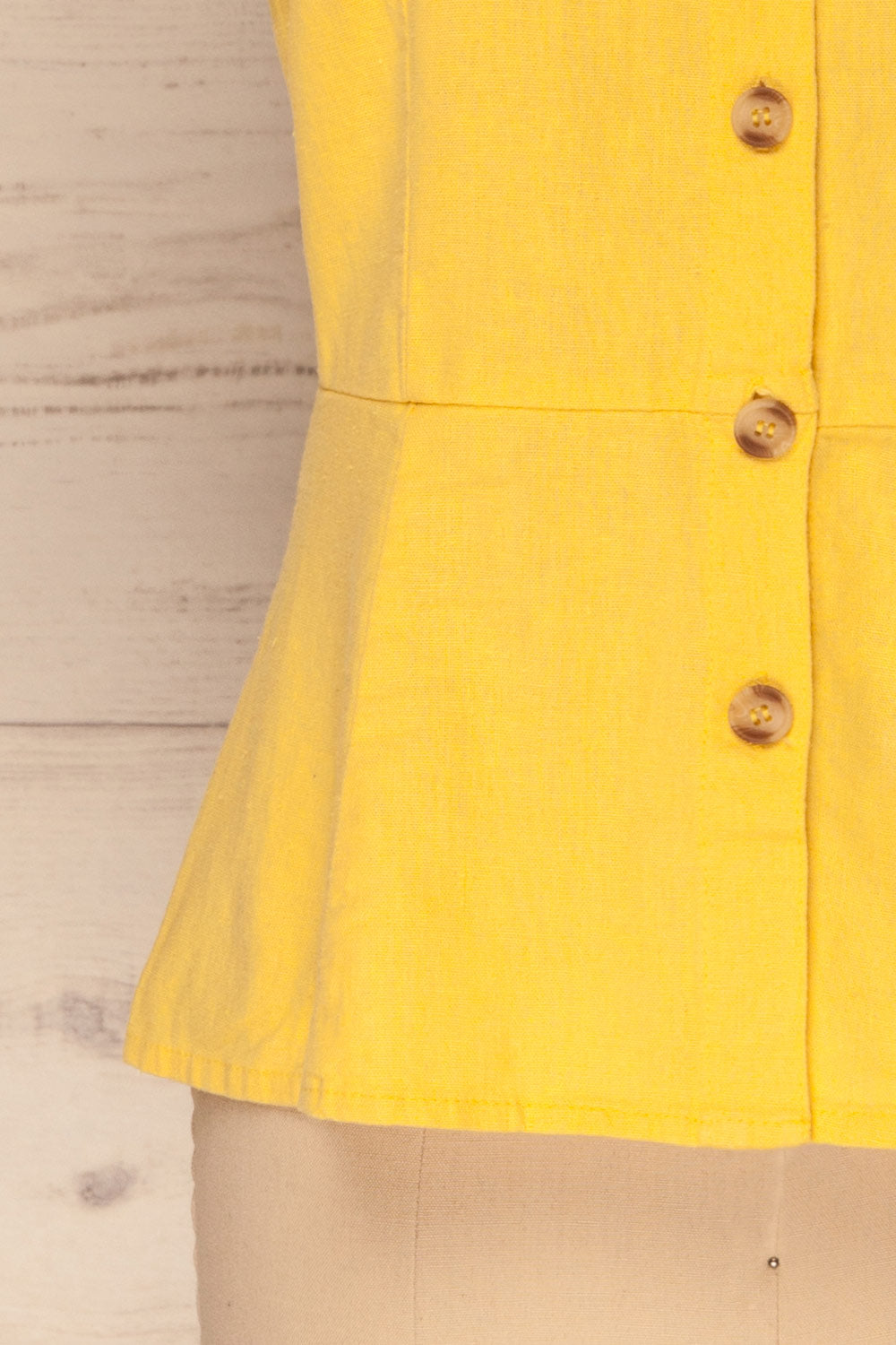 Nuoro Soleil Yellow Button-Up Peplum Shirt | La Petite Garçonne 7