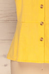 Nuoro Soleil Yellow Button-Up Peplum Shirt | La Petite Garçonne 7