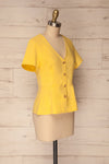 Nuoro Soleil Yellow Button-Up Peplum Shirt | La Petite Garçonne 3