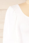 Nuova White Cotton Crop-Top w/ Puff Sleeves | La petite garçonne side close-up