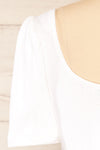 Nuova White Cotton Crop-Top w/ Puff Sleeves | La petite garçonne back close-up