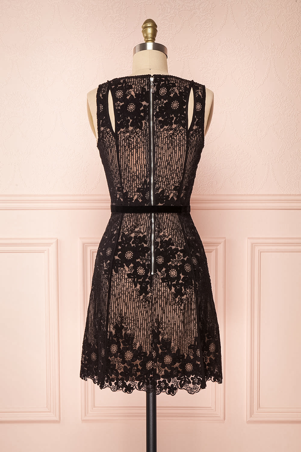 Nuying Black & Beige Lace A-Line Cocktail Dress | Boutique 1861 5