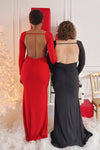 Nykha Red Backless Mermaid Dress | Boutique 1861 back on modle