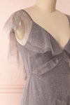 Nyssa Grey Layered Tulle Dress | Robe Grise | Boutique 1861 side close-up