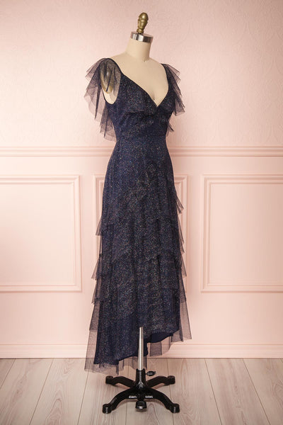 Nyssa Grey Layered Tulle Dress | Robe Grise | Boutique 1861 side view