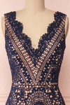 Nyura Navy Blue Lace Mermaid Dress | Robe | Boutique 1861 front close-up