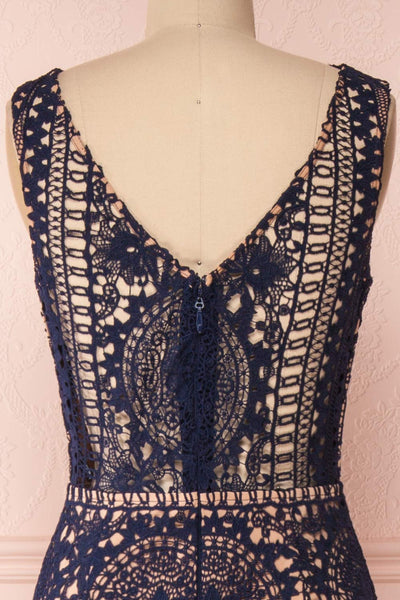 Nyura Navy Blue Lace Mermaid Dress | Robe | Boutique 1861 back close-up