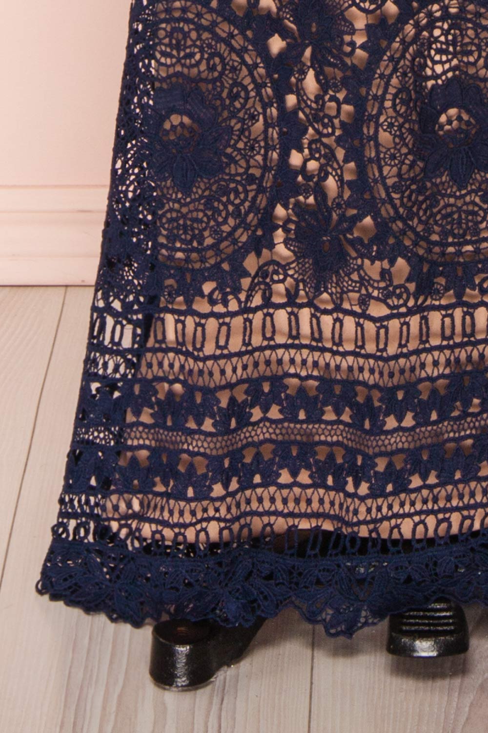 Nyura Navy Blue Lace Mermaid Dress | Robe | Boutique 1861 bottom close-up