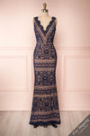 Nyura Navy Blue Lace Mermaid Dress | Robe | Boutique 1861 front view