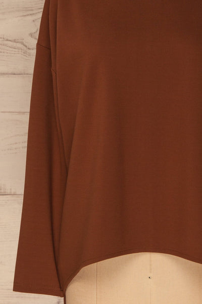Obledo Mocha Brown Long Sleeved Asymmetrical Top | La Petite Garçonne 10