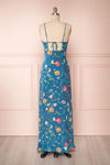 Octavie Blue Floral Maxi Dress w/ Frills | Boutique 1861 back view