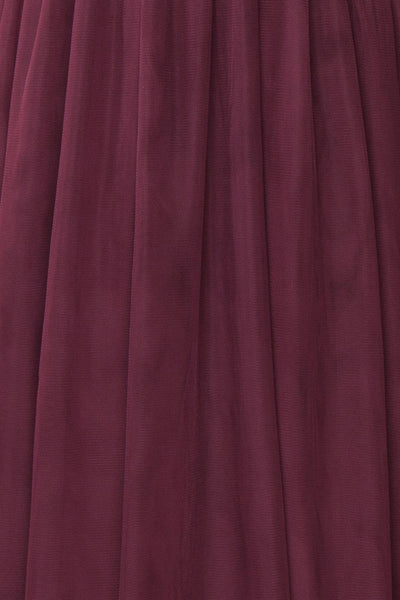 Odette Wine Burgundy Midi Tulle Dress | Boutique 1861 fabric