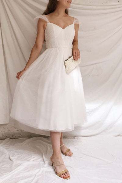 Odette White Midi Tulle Dress | Boudoir 1861 model look