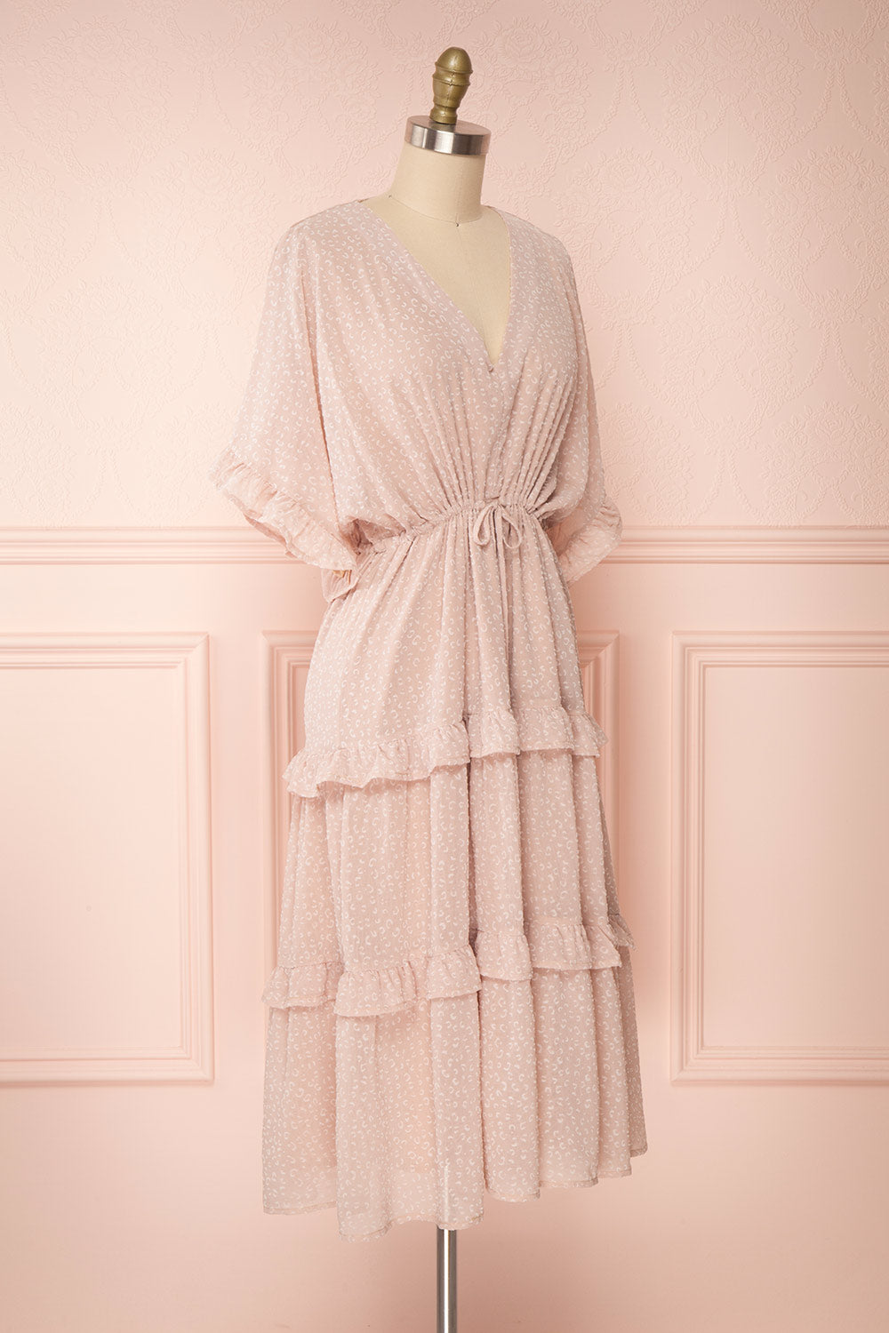 Odyssee Light Pink Patterned Maxi Dress | Boutique 1861 side view 