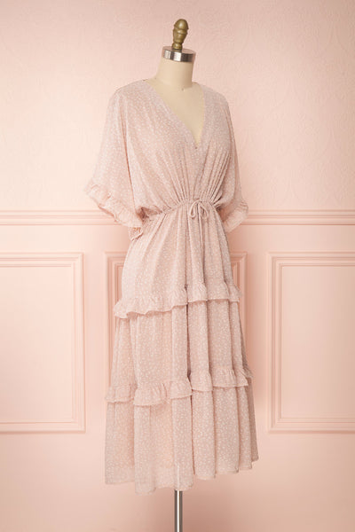 Odyssee Light Pink Patterned Maxi Dress | Boutique 1861 side view