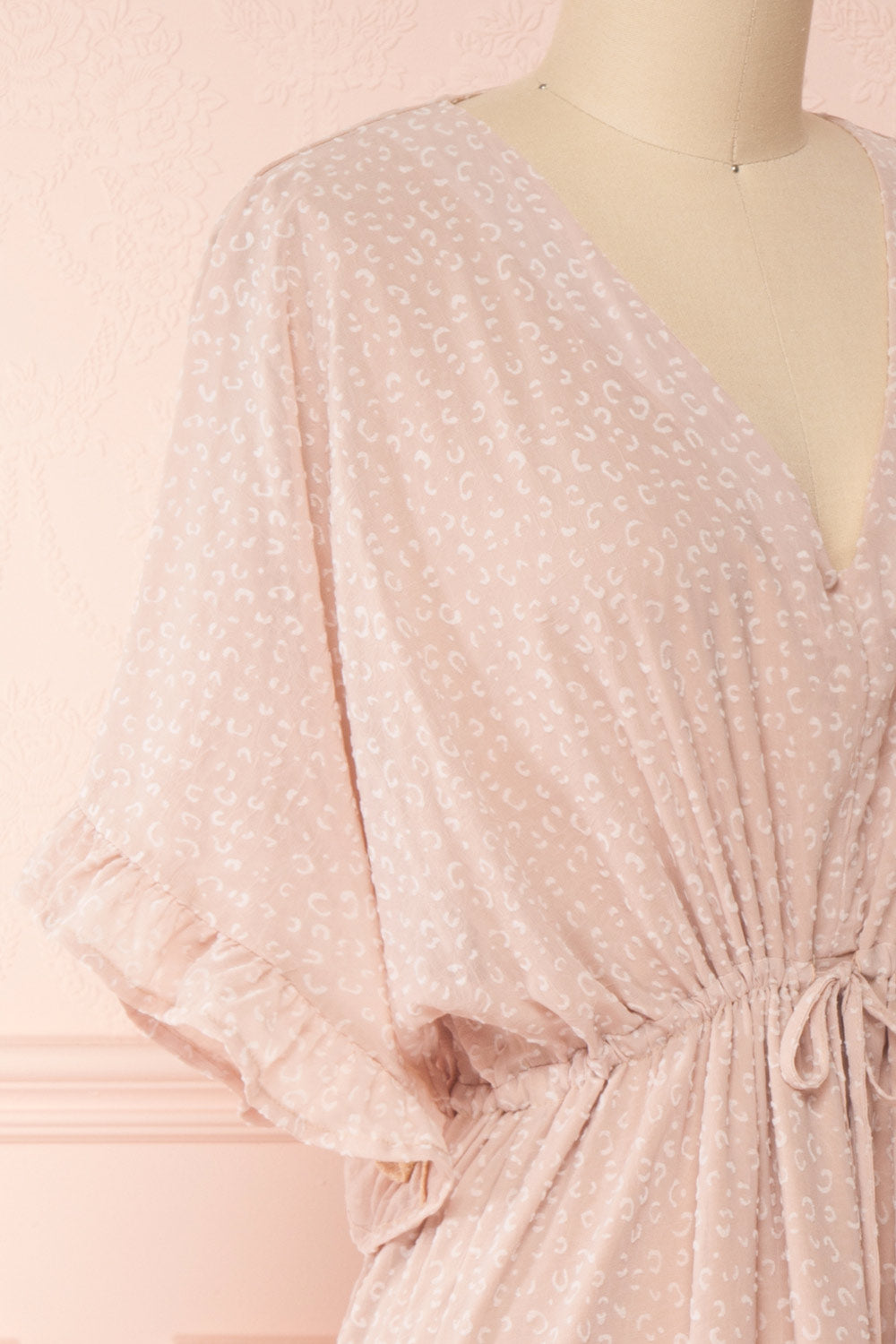 Odyssee Light Pink Patterned Maxi Dress | Boutique 1861 side close-up