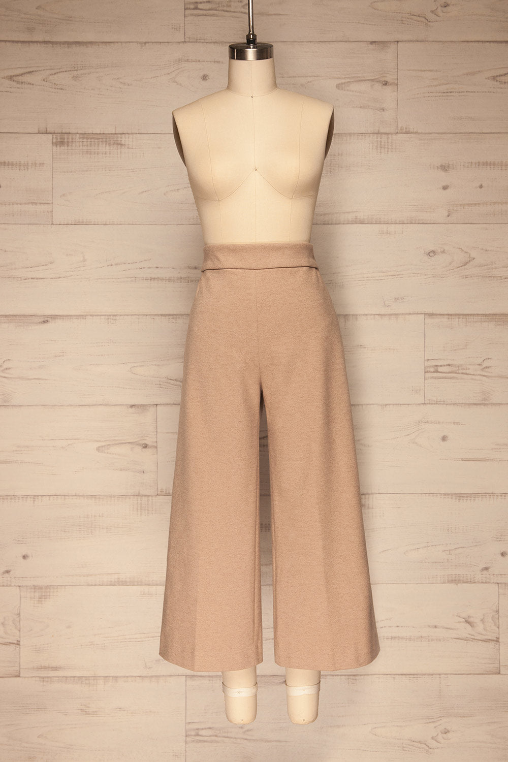 Ohrid Beige Wide Leg Cropped Pants | La petite garçonne  front view