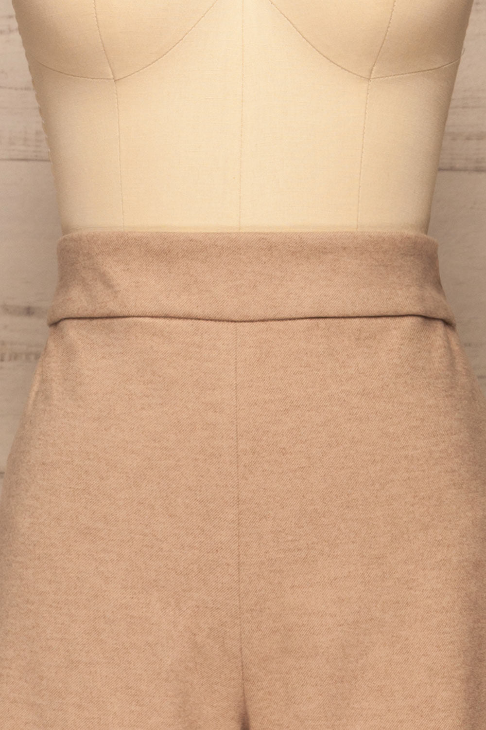 Ohrid Beige Wide Leg Cropped Pants | La petite garçonne  front close-up