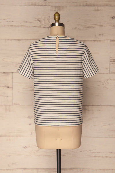 Okonek White & Navy Blue Striped T-Shirt | La Petite Garçonne 5