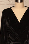 Olawa Black Long Sleeve Velvet Dress | La petite garçonne  front close up