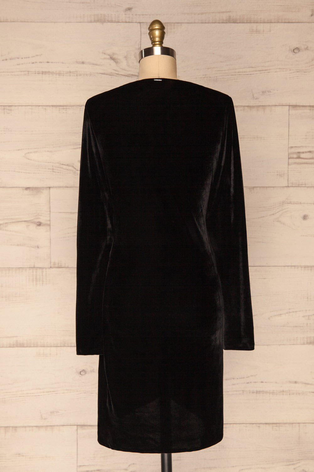 Olawa Black Long Sleeve Velvet Dress | La petite garçonne  back view