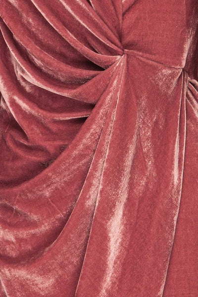 Olawa Pink Long Sleeve Velvet Dress | La petite garçonne fabric