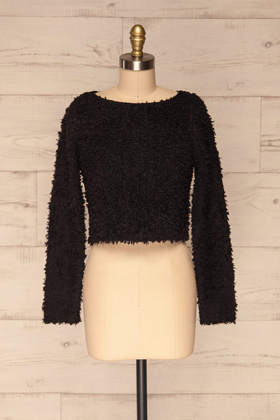 Olbia Black Fuzzy Knit Sweater | La Petite Garçonne front view