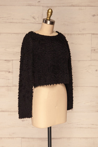 Olbia Black Fuzzy Knit Sweater | La Petite Garçonne side view