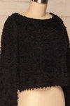 Olbia Black Fuzzy Knit Sweater | La Petite Garçonne side close-up