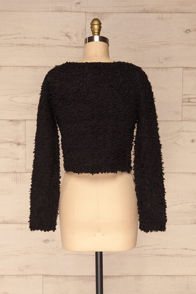Olbia Black Fuzzy Knit Sweater | La Petite Garçonne back view