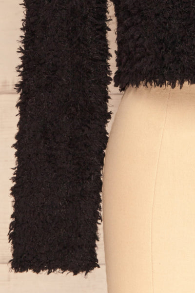Olbia Black Fuzzy Knit Sweater | La Petite Garçonne bottom close-up