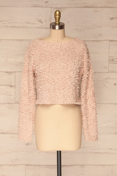 Olbia Pink Fuzzy Knit Sweater | La Petite Garçonne  front view