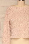 Olbia Pink Fuzzy Knit Sweater | La Petite Garçonne front close-up