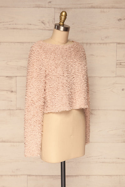 Olbia Pink Fuzzy Knit Sweater | La Petite Garçonne side view