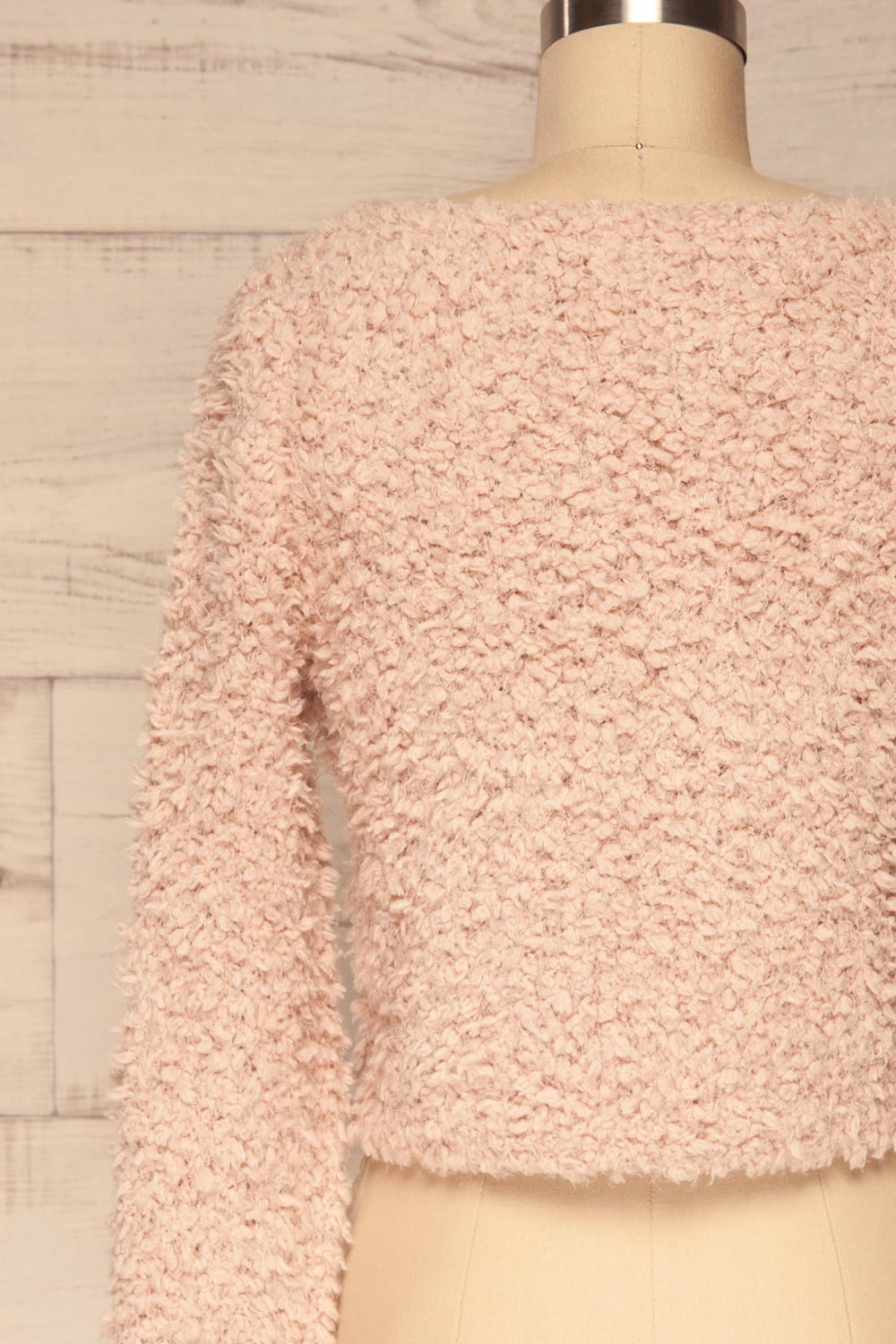 Olbia Pink Fuzzy Knit Sweater | La Petite Garçonne back close-up